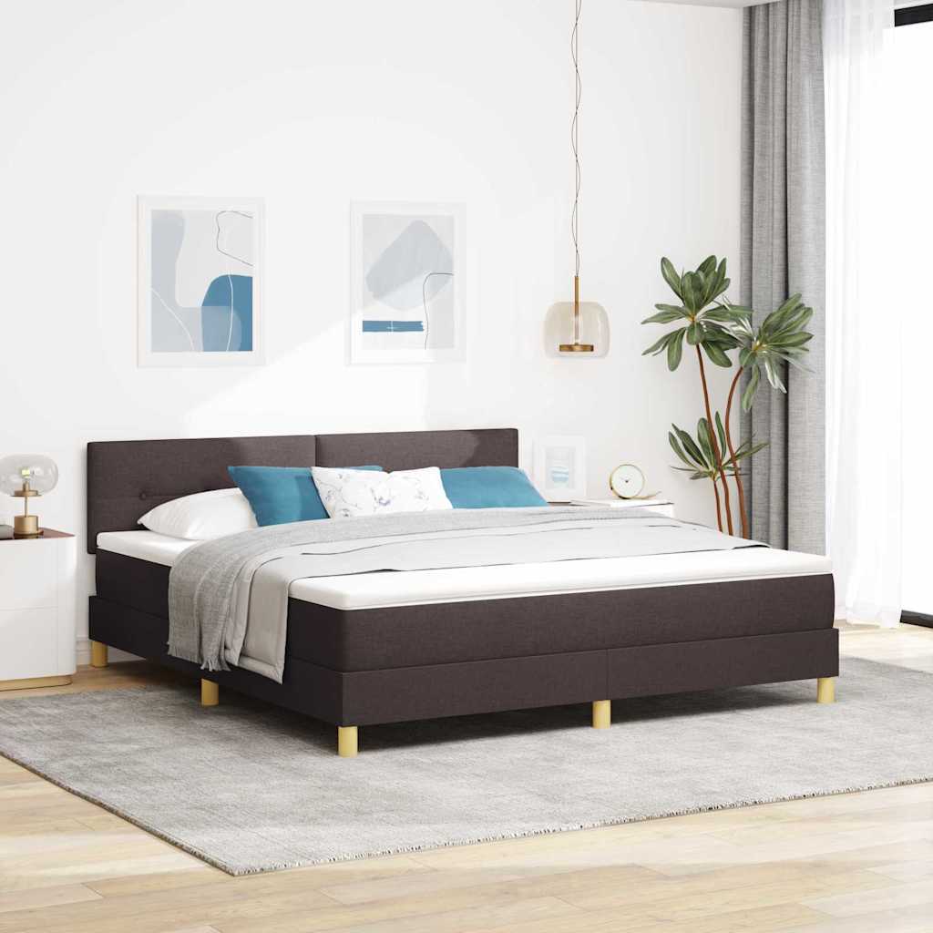 LED Box Spring Bed med pude Mørk Brun 180 x 200 cm Stof