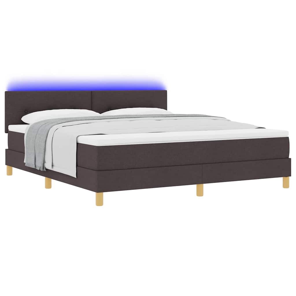 LED Box Spring Bed med pude Mørk Brun 180 x 200 cm Stof