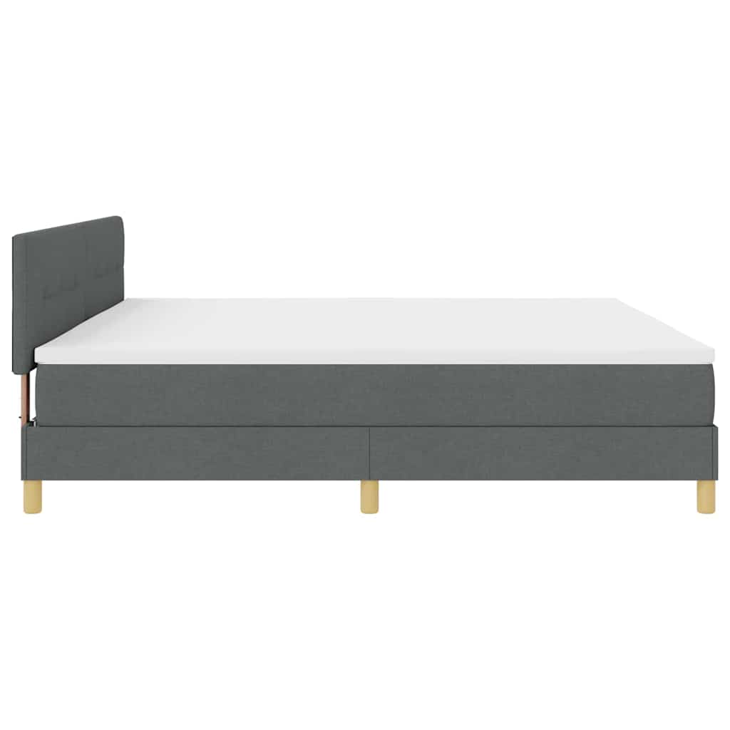 LED Box Spring Bed med hovedgærde Mørkegrå 200 x 200 cm Stof