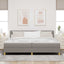 LED Box Spring Bed med pude Gråbrun 200 x 200 cm Stof