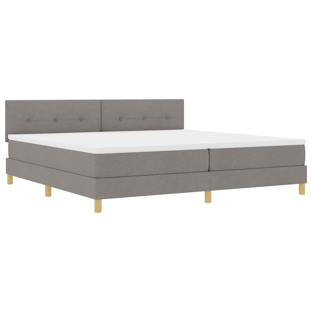 LED Box Spring Bed med pude Gråbrun 200 x 200 cm Stof