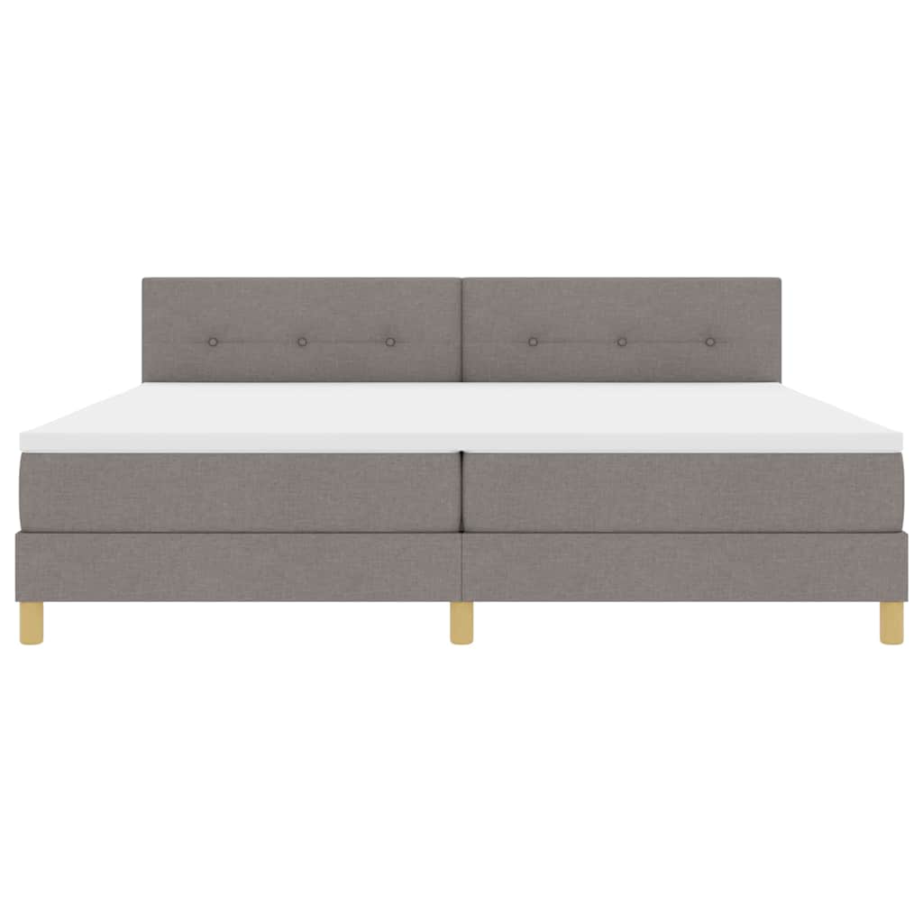 LED Box Spring Bed med pude Gråbrun 200 x 200 cm Stof