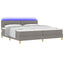 LED Box Spring Bed med pude Gråbrun 200 x 200 cm Stof