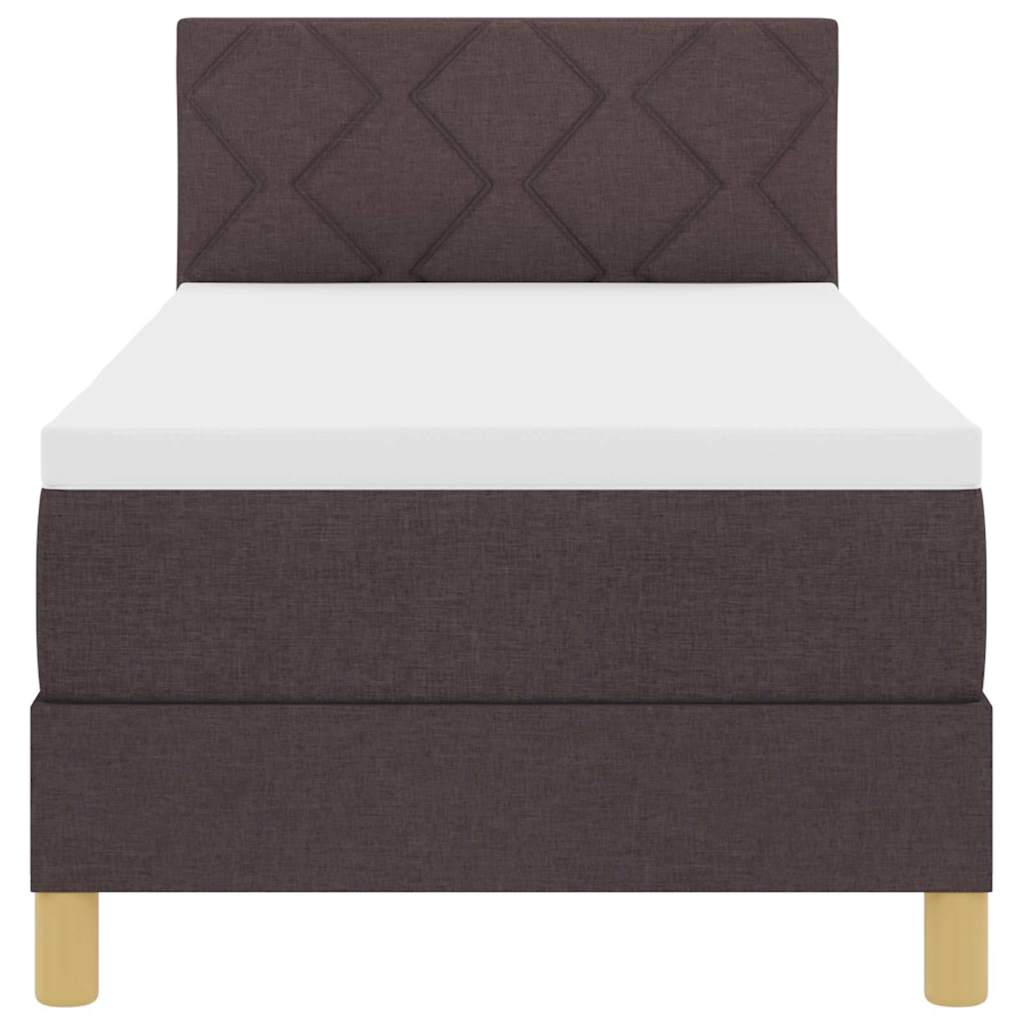 LED Box Spring Bed med hovedgærde Mørk Brun 80 x 200 cm Stof