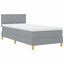 LED Box Spring Bed med hovedgærde Lysegrå 100 x 200 cm Stof