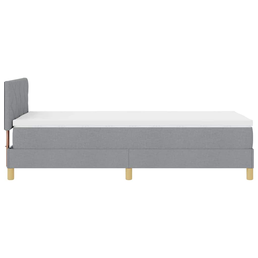LED Box Spring Bed med hovedgærde Lysegrå 100 x 200 cm Stof