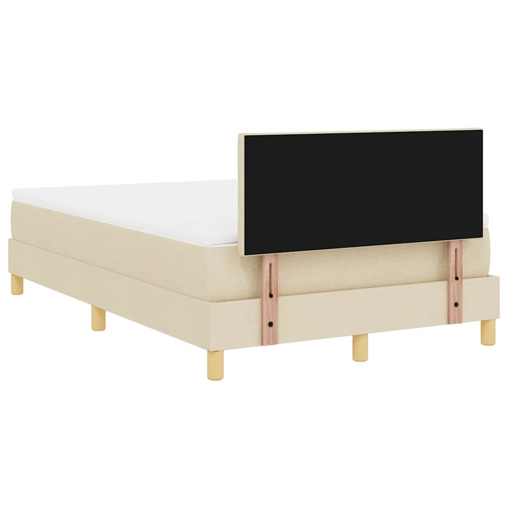 LED Box Spring Bed med pude Creme 120 x 190 cm Stof
