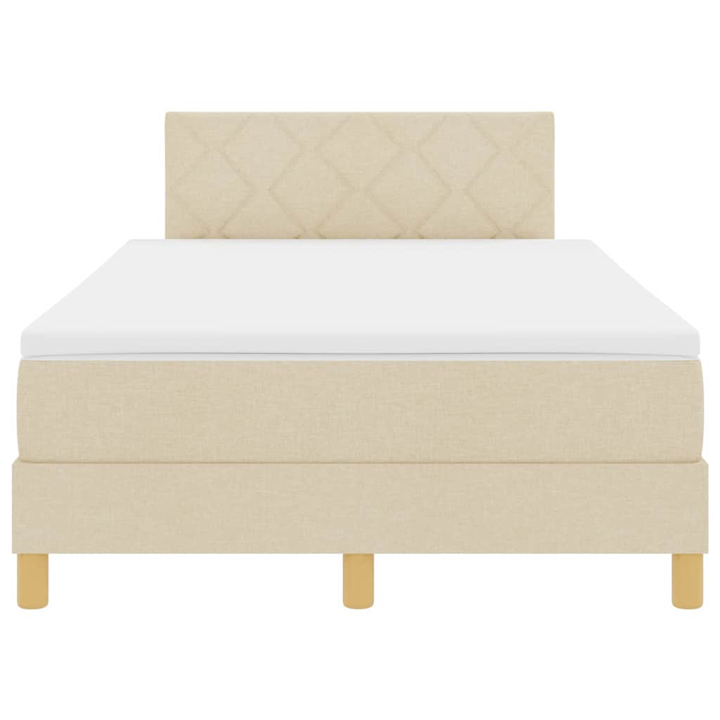 LED Box Spring Bed med LED-lysstrimler Creme 120 x 200 cm Stof