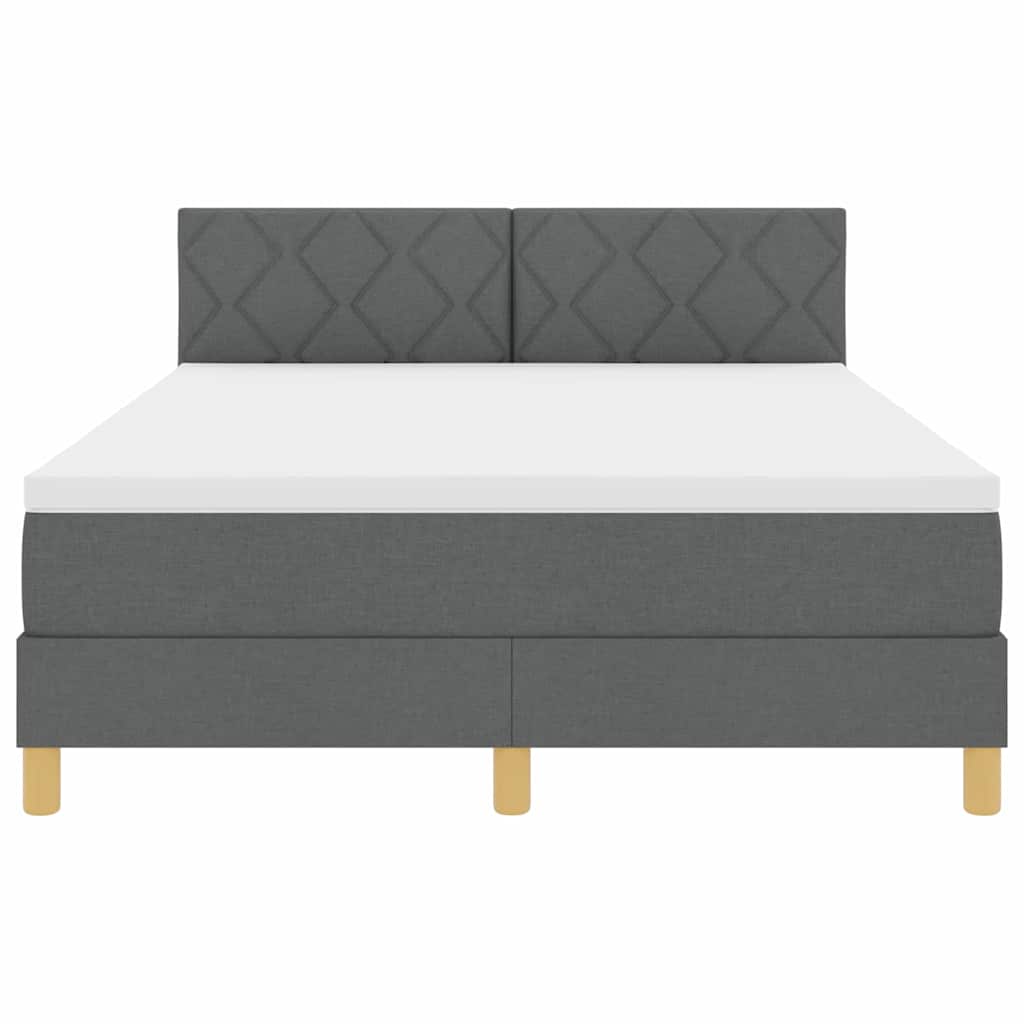 LED Box Spring Bed med hovedgærde Mørkegrå 140 x 190 cm Stof