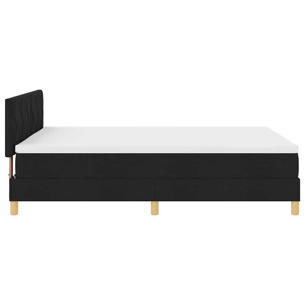 LED Box Spring Bed med LED-lysstrimler Sort 140 x 190 cm Stof