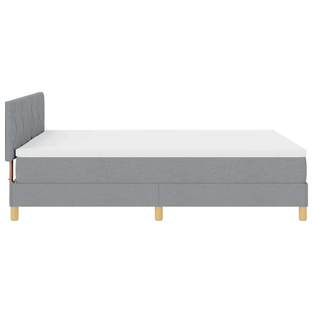 LED Box Spring Bed med hovedgærde Lysegrå 140 x 200 cm Stof