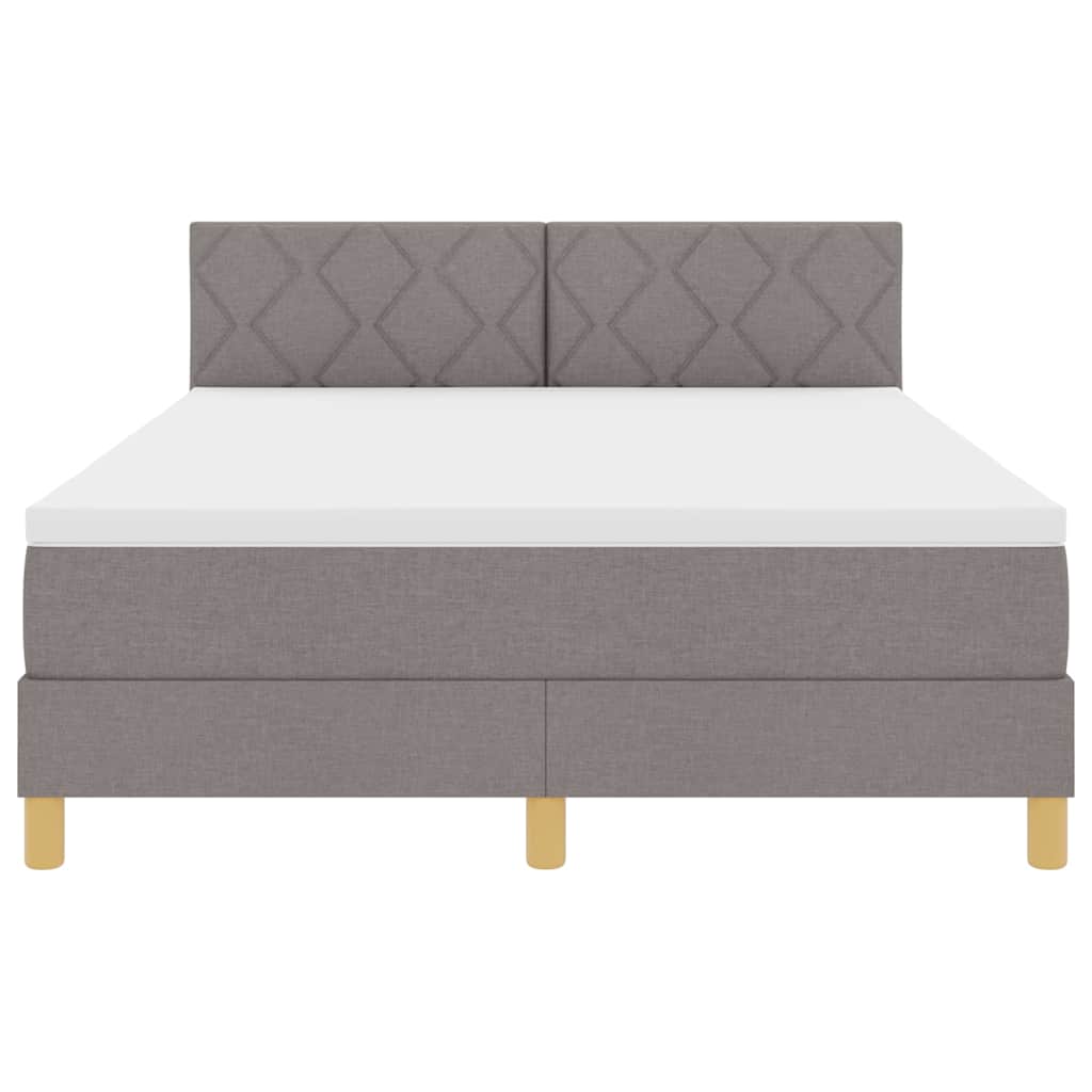LED Box Spring Bed med hovedgærde Gråbrun 140 x 200 cm Stof