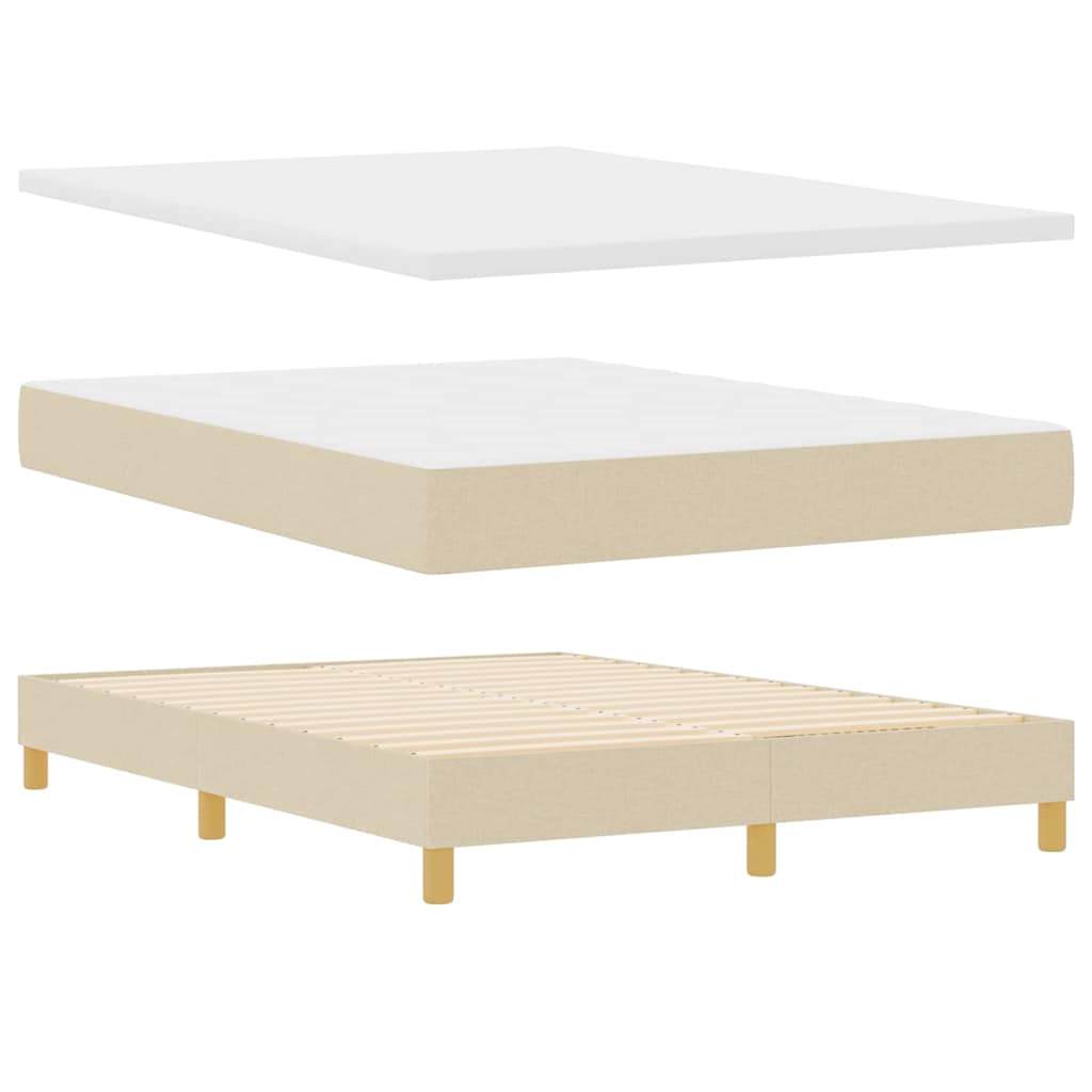 LED Box Spring Bed med LED-lysstrimler Creme 160 x 200 cm Stof