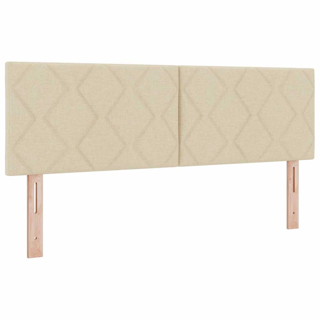 LED Box Spring Bed med LED-lysstrimler Creme 160 x 200 cm Stof