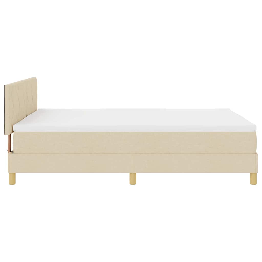 LED Box Spring Bed med LED-lysstrimler Creme 160 x 200 cm Stof