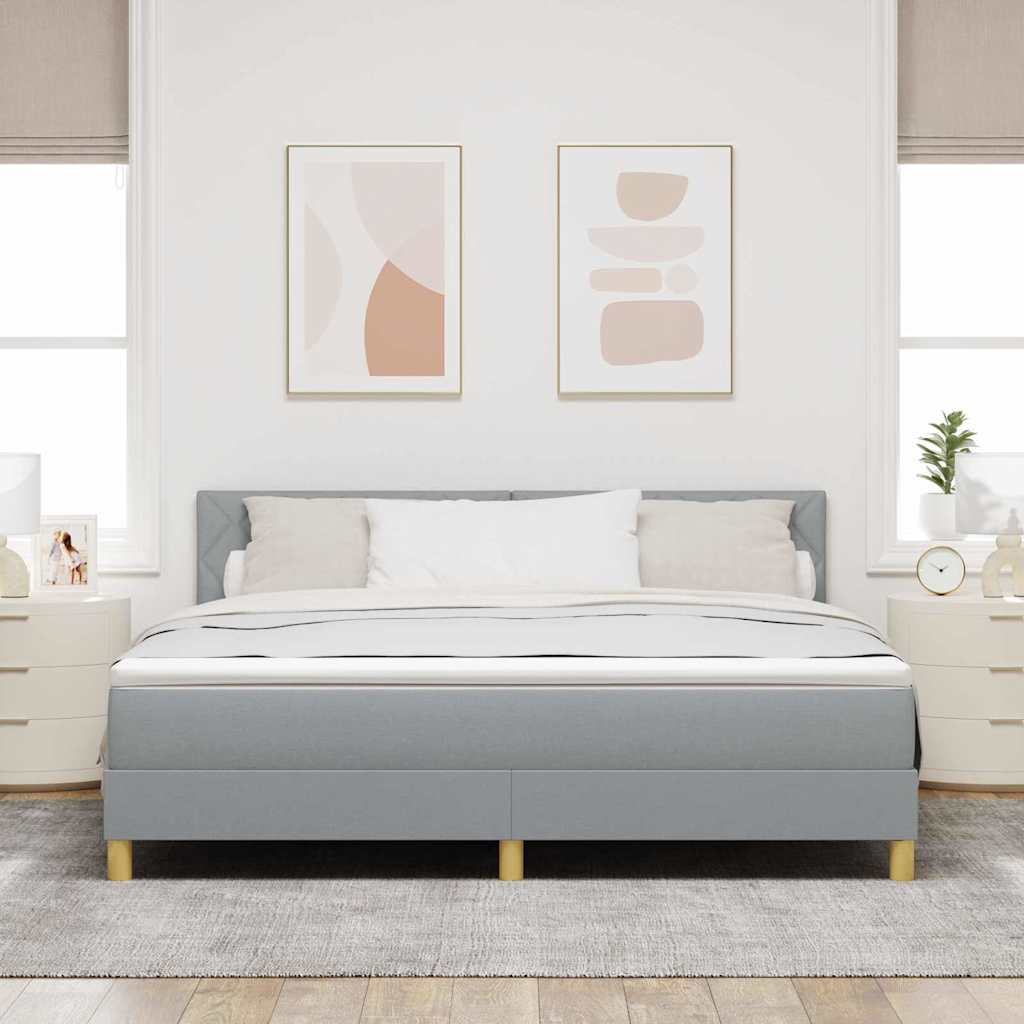 LED Box Spring Bed med hovedgærde Lysegrå 180 x 200 cm Stof