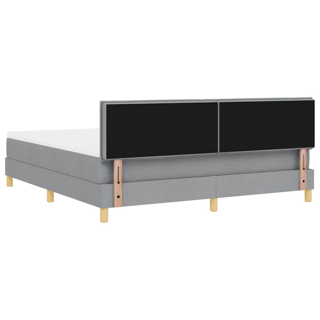 LED Box Spring Bed med hovedgærde Lysegrå 180 x 200 cm Stof