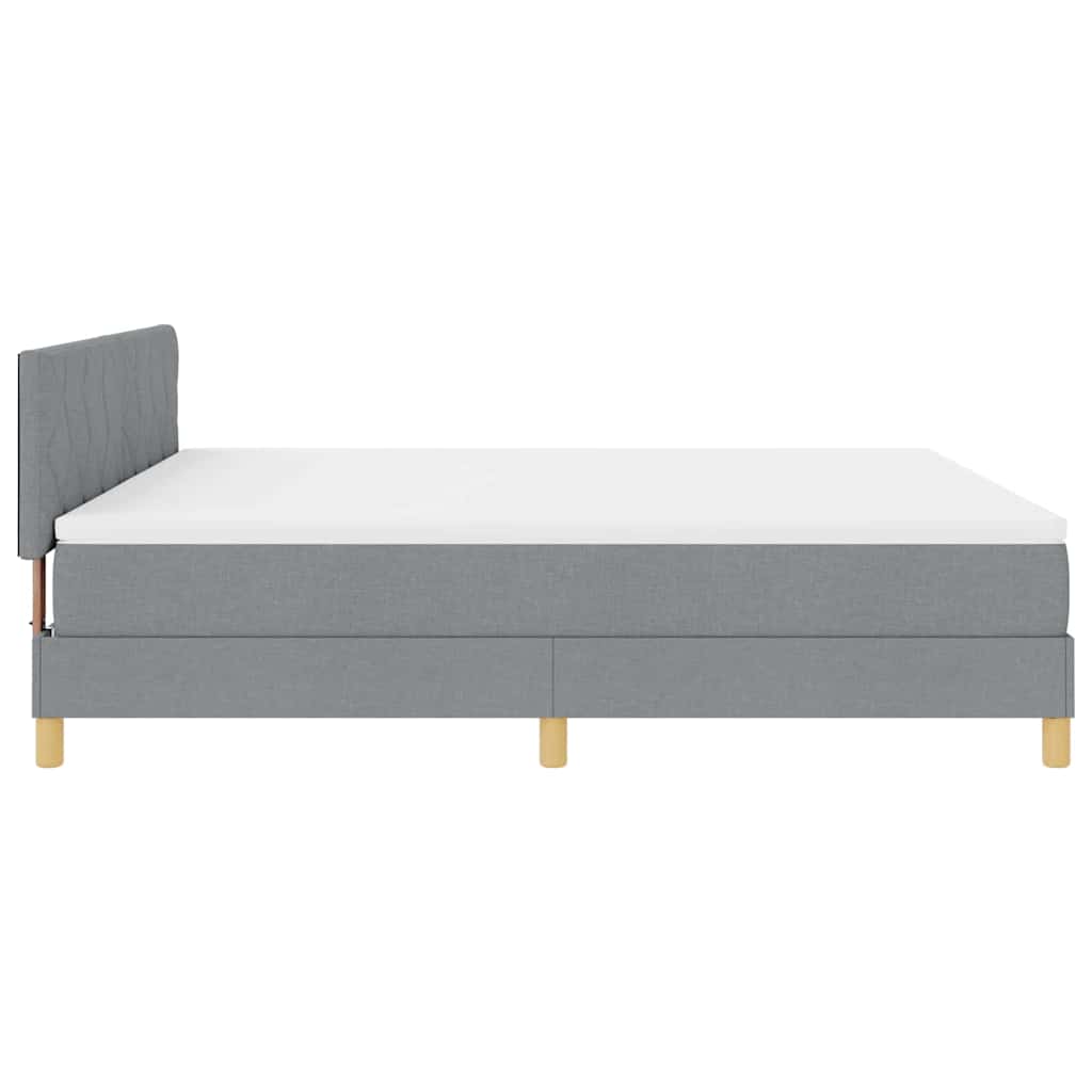 LED Box Spring Bed med hovedgærde Lysegrå 180 x 200 cm Stof