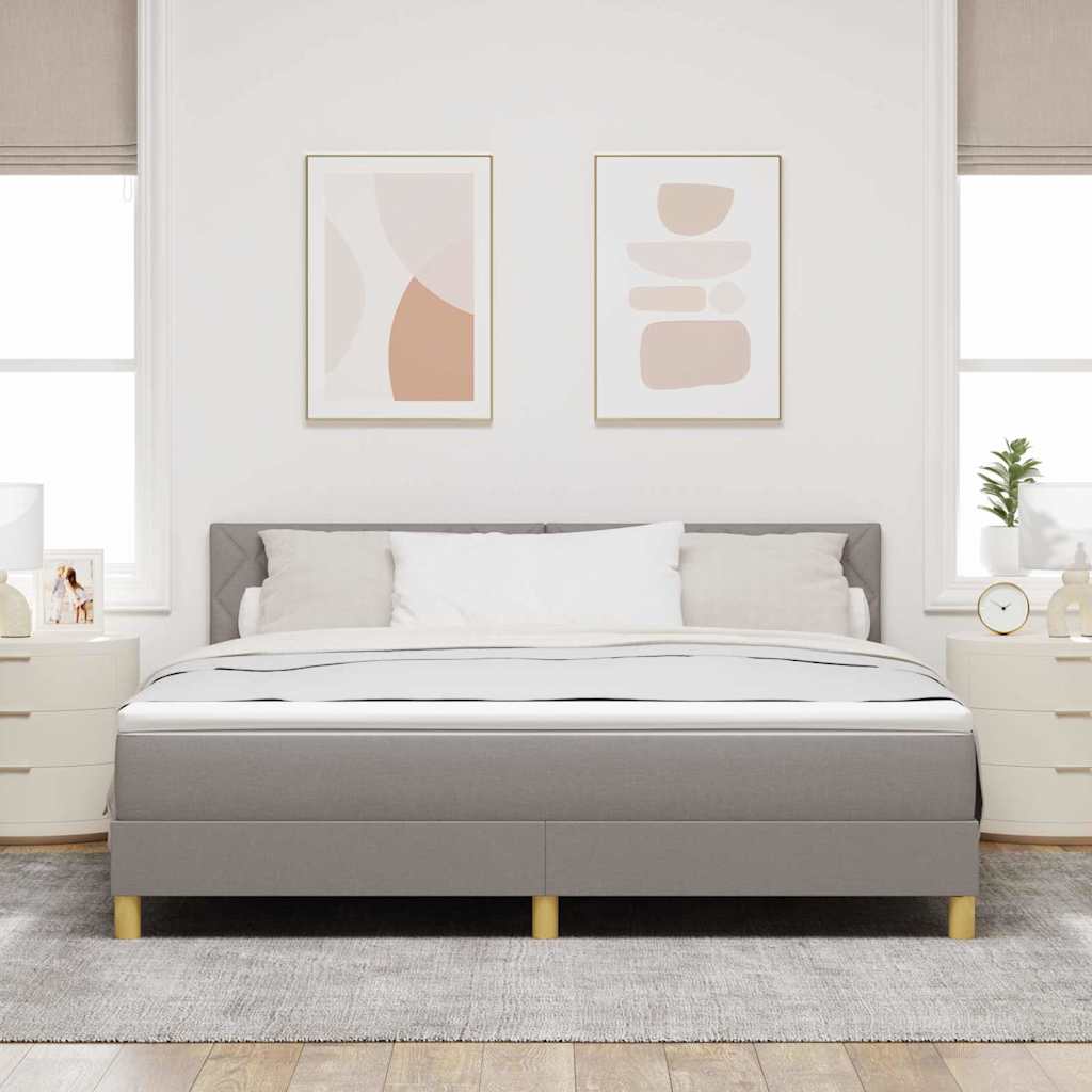 LED Box Spring Bed med hovedgærde Gråbrun 180 x 200 cm Stof