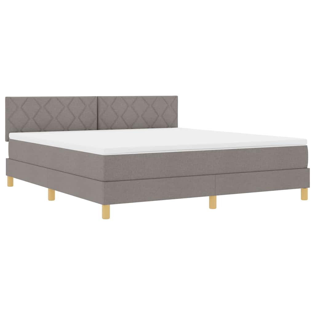 LED Box Spring Bed med hovedgærde Gråbrun 180 x 200 cm Stof