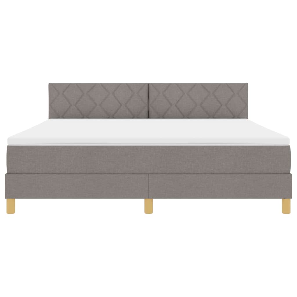 LED Box Spring Bed med hovedgærde Gråbrun 180 x 200 cm Stof