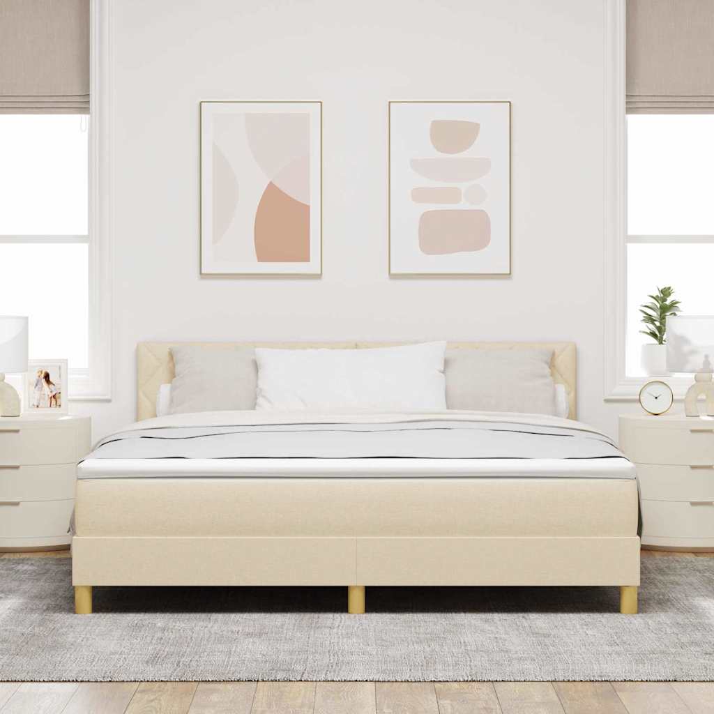 LED Box Spring Bed med LED-lysstrimler Creme 180 x 200 cm Stof