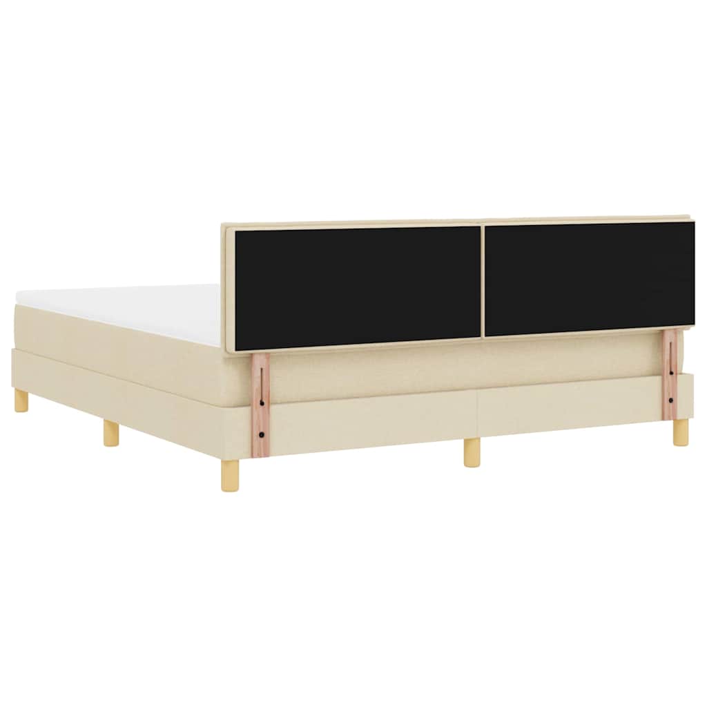 LED Box Spring Bed med LED-lysstrimler Creme 180 x 200 cm Stof