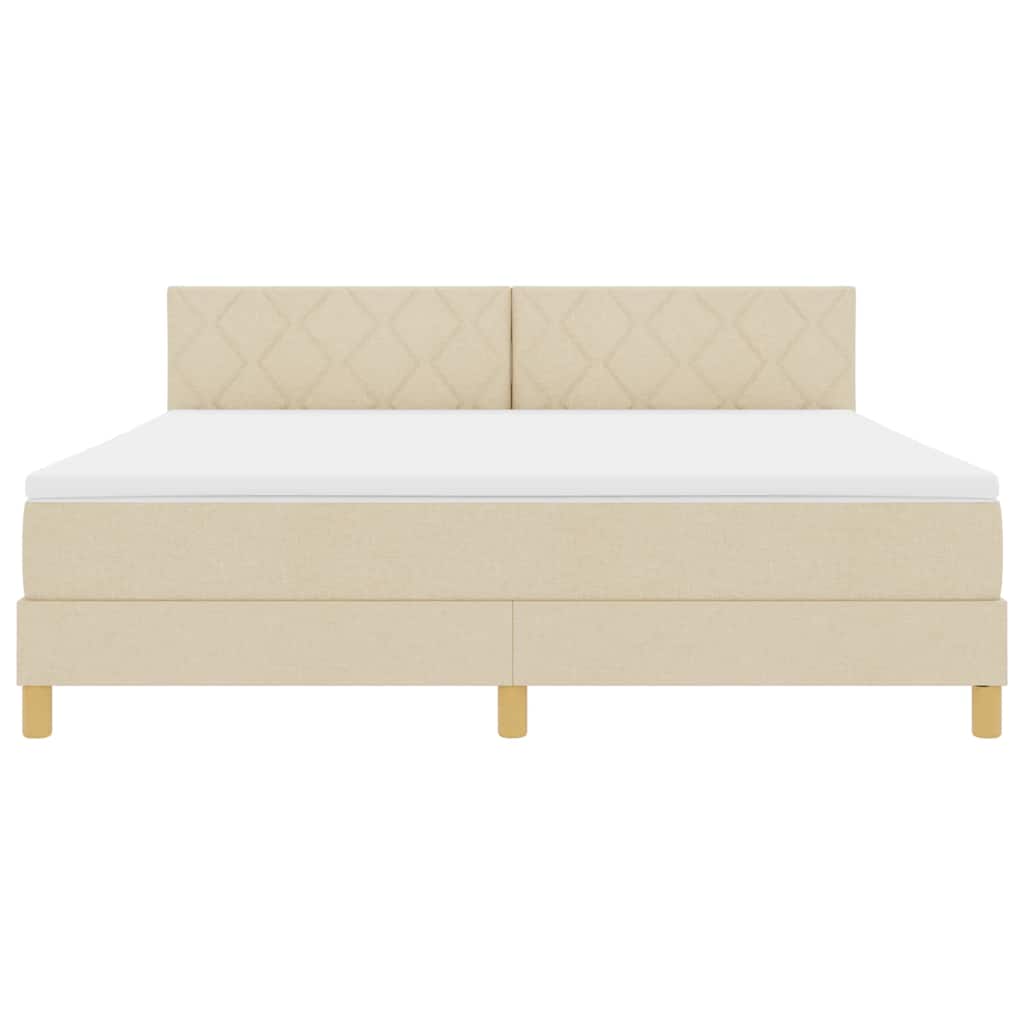 LED Box Spring Bed med LED-lysstrimler Creme 180 x 200 cm Stof