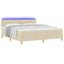 LED Box Spring Bed med LED-lysstrimler Creme 180 x 200 cm Stof