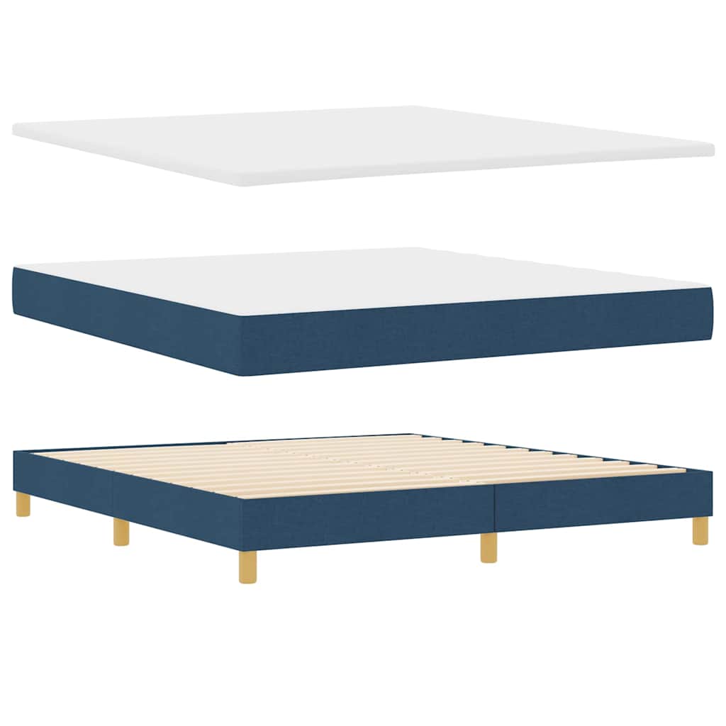 LED Box Spring Bed med LED-lysstrimler Blå 180 x 200 cm Stof