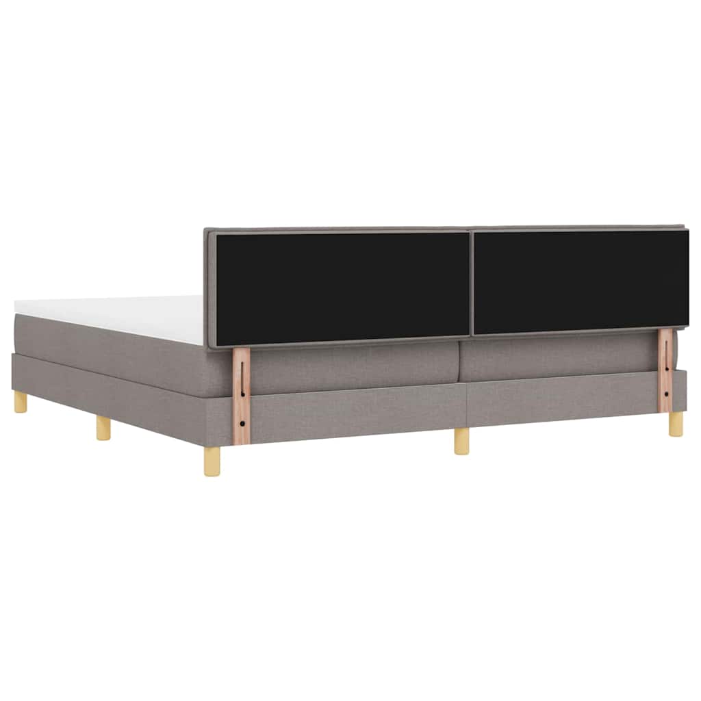 LED Box Spring Bed med hovedgærde Gråbrun 200 x 200 cm Stof
