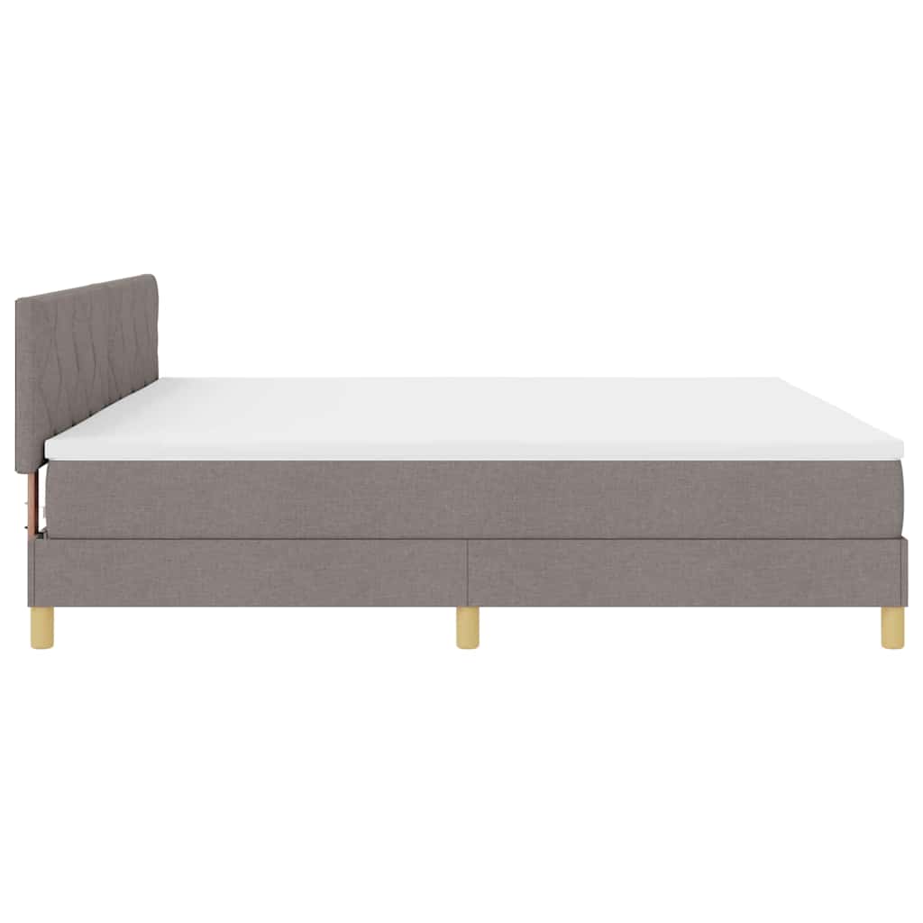 LED Box Spring Bed med hovedgærde Gråbrun 200 x 200 cm Stof