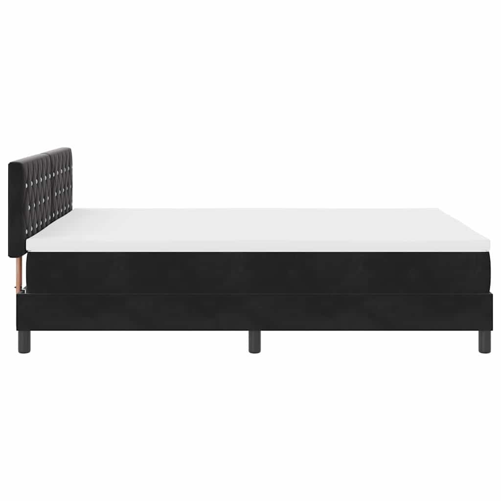 LED Box Spring Bed med madras med LED Sort 140 x 190 cm Fløjl