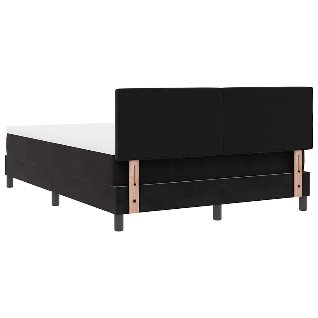 LED Box Spring Bed med madras med LED Sort 160 x 200 cm Fløjl