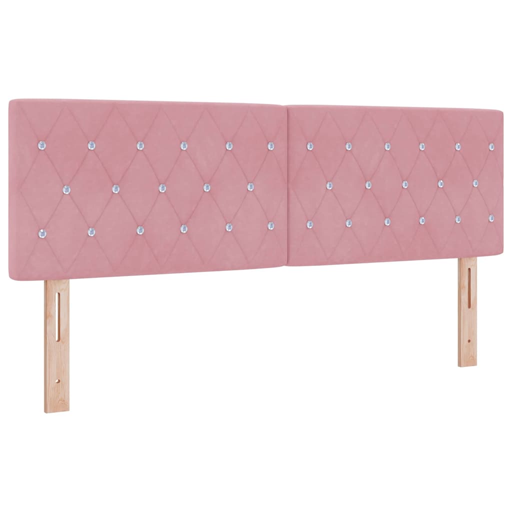LED Box Spring Bed med madras Lyserød 160 x 200 cm Fløjl