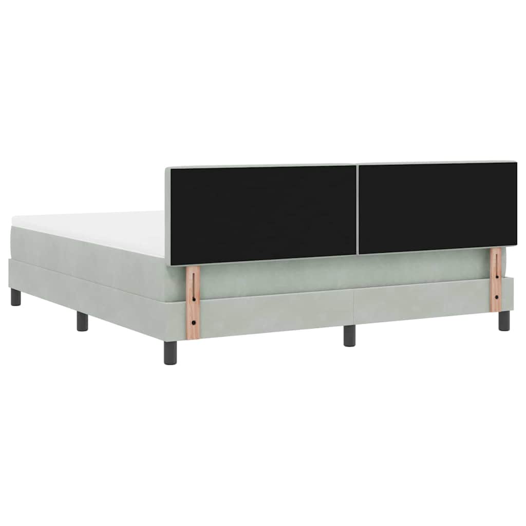 LED Box Spring Bed med madras Lysegrå 180 x 200 cm Fløjl