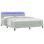 LED Box Spring Bed med madras Lysegrå 180 x 200 cm Fløjl