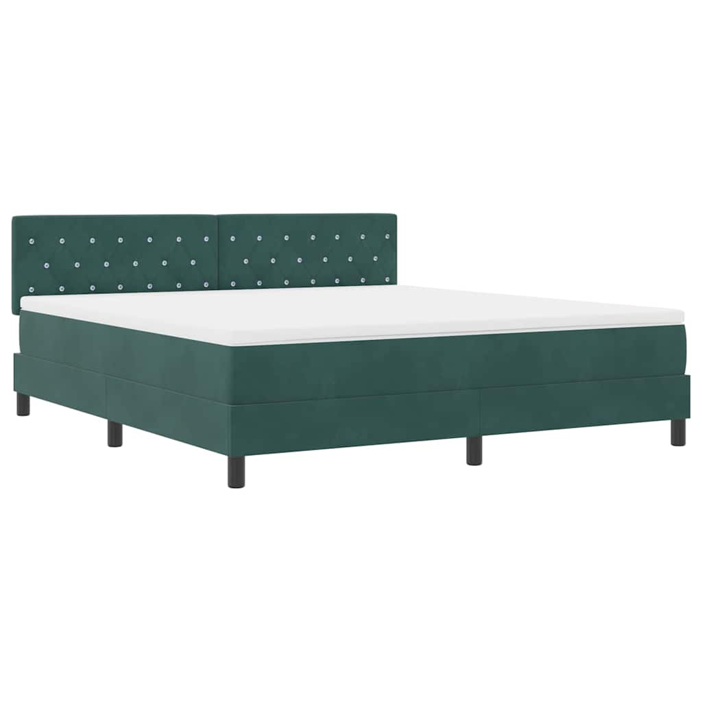 LED Box Spring Bed med madras Mørkegrøn 180 x 200 cm Fløjl