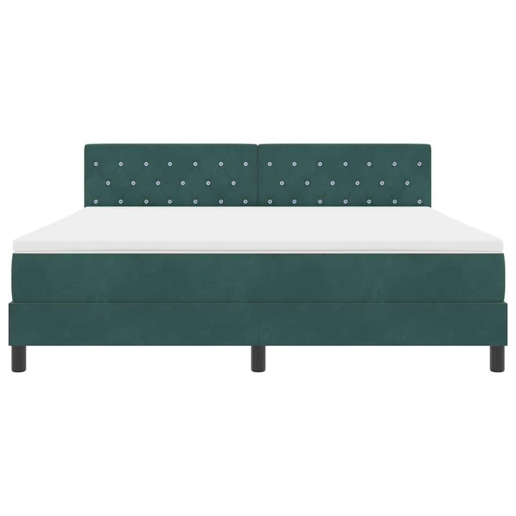LED Box Spring Bed med madras Mørkegrøn 180 x 200 cm Fløjl