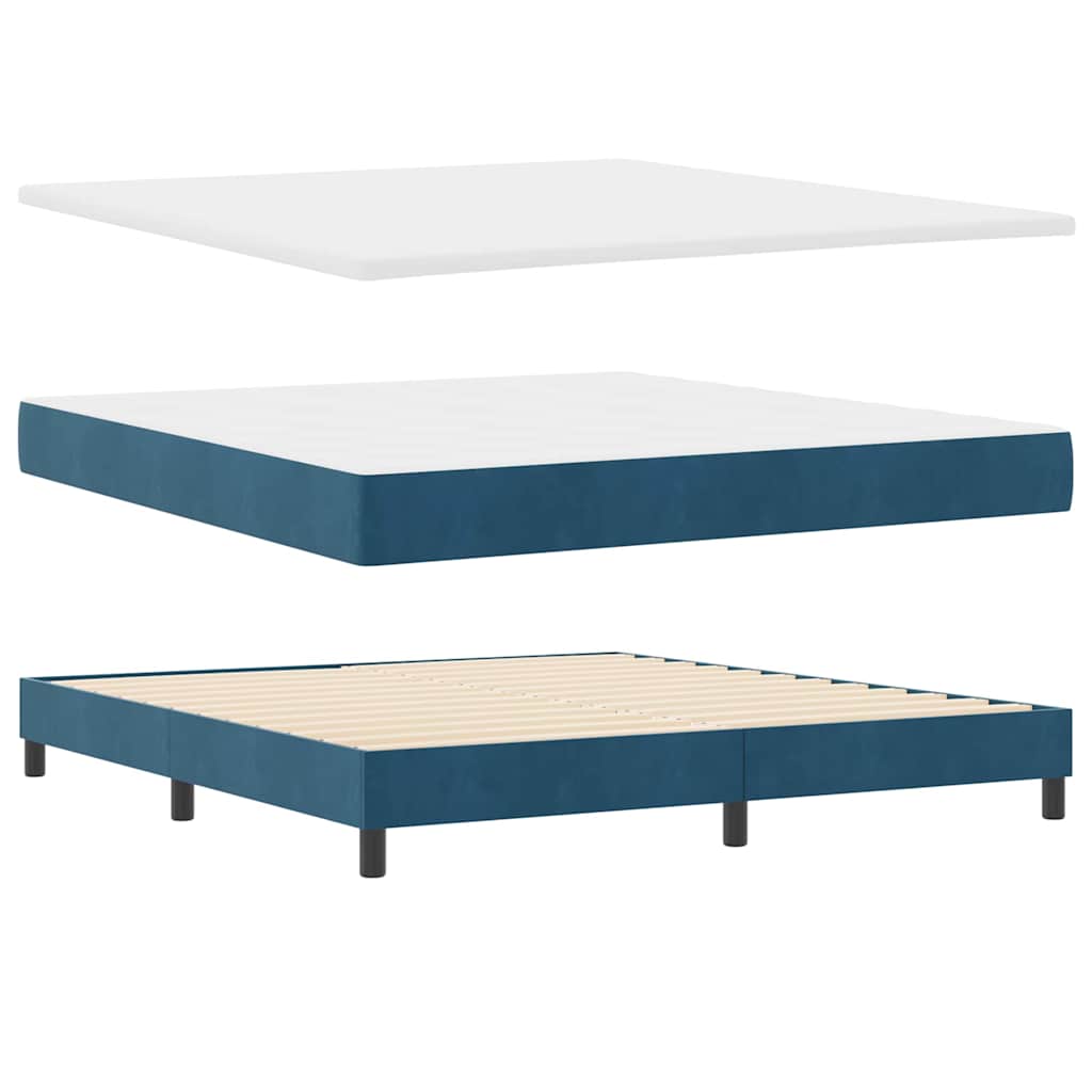 LED Box Spring Bed med hovedgærde Mørk blå 180 x 200 cm Fløjl