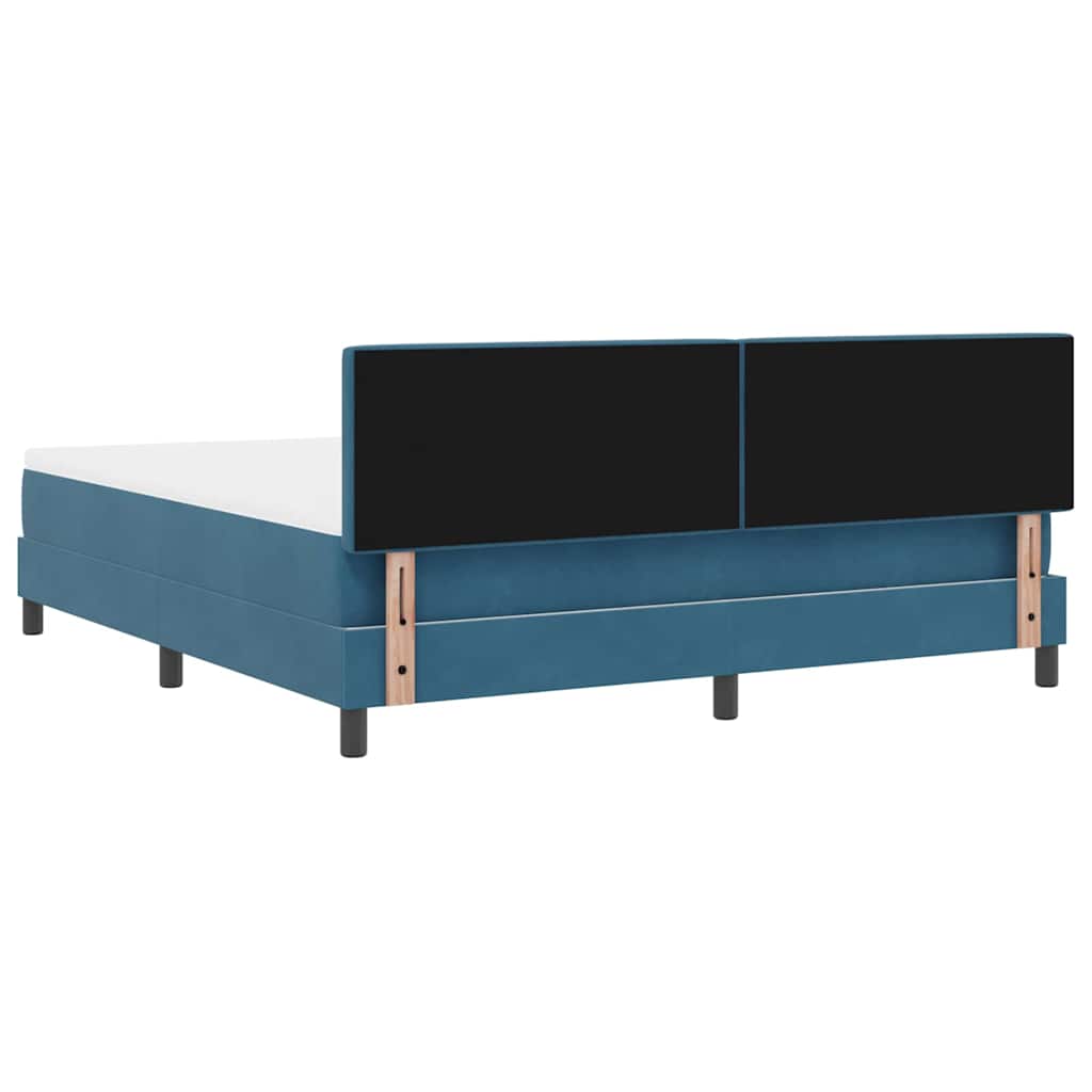 LED Box Spring Bed med hovedgærde Mørk blå 180 x 200 cm Fløjl