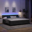 LED Box Spring Bed med hovedgærde Sort 200 x 200 cm Fløjl