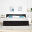 LED Box Spring Bed med hovedgærde Sort 200 x 200 cm Fløjl