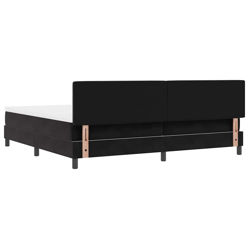 LED Box Spring Bed med hovedgærde Sort 200 x 200 cm Fløjl
