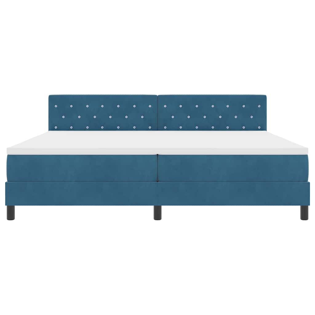 LED Box Spring Bed med hovedgærde Mørk blå 200 x 200 cm Fløjl
