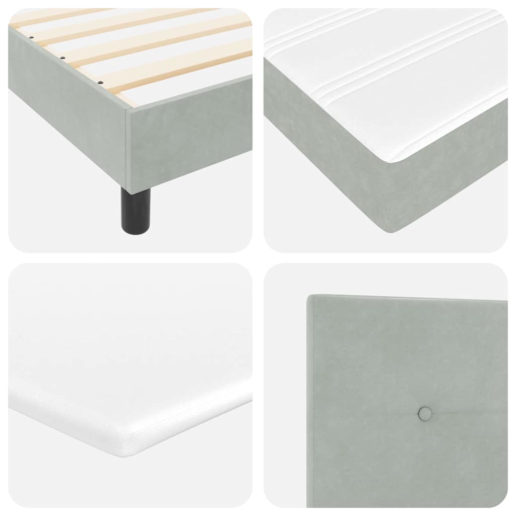 LED Box Spring Bed med hovedgærde Lysegrå 80 x 200 cm Fløjl