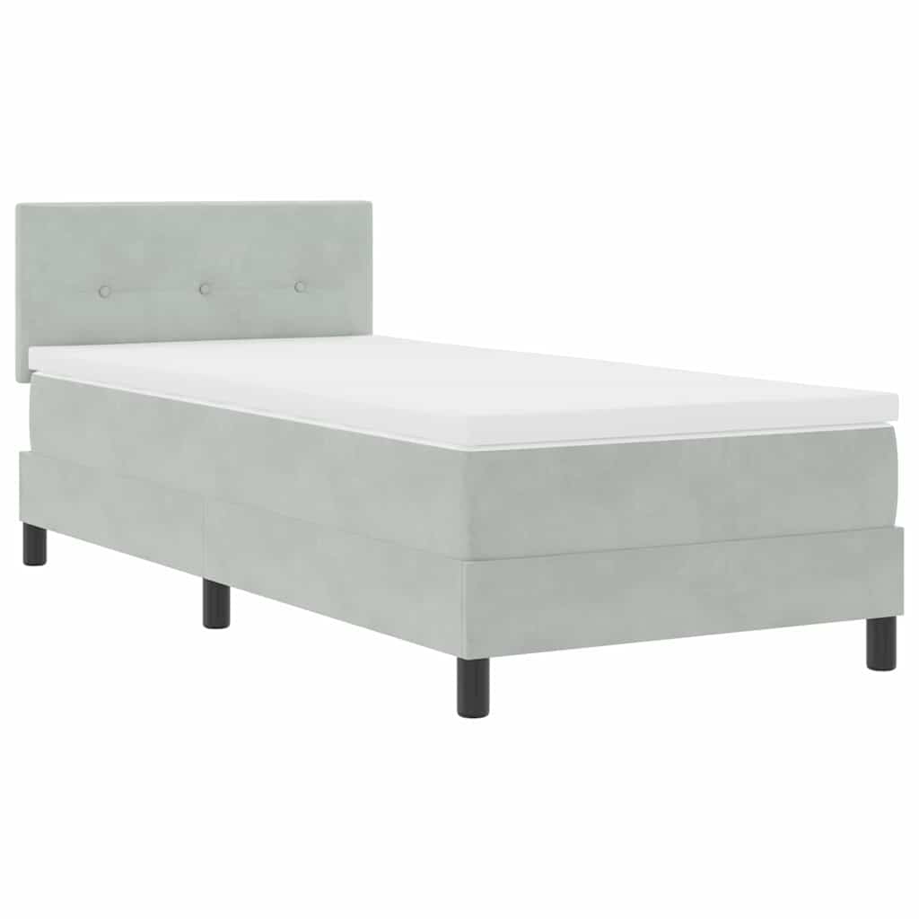 LED Box Spring Bed med hovedgærde Lysegrå 80 x 200 cm Fløjl