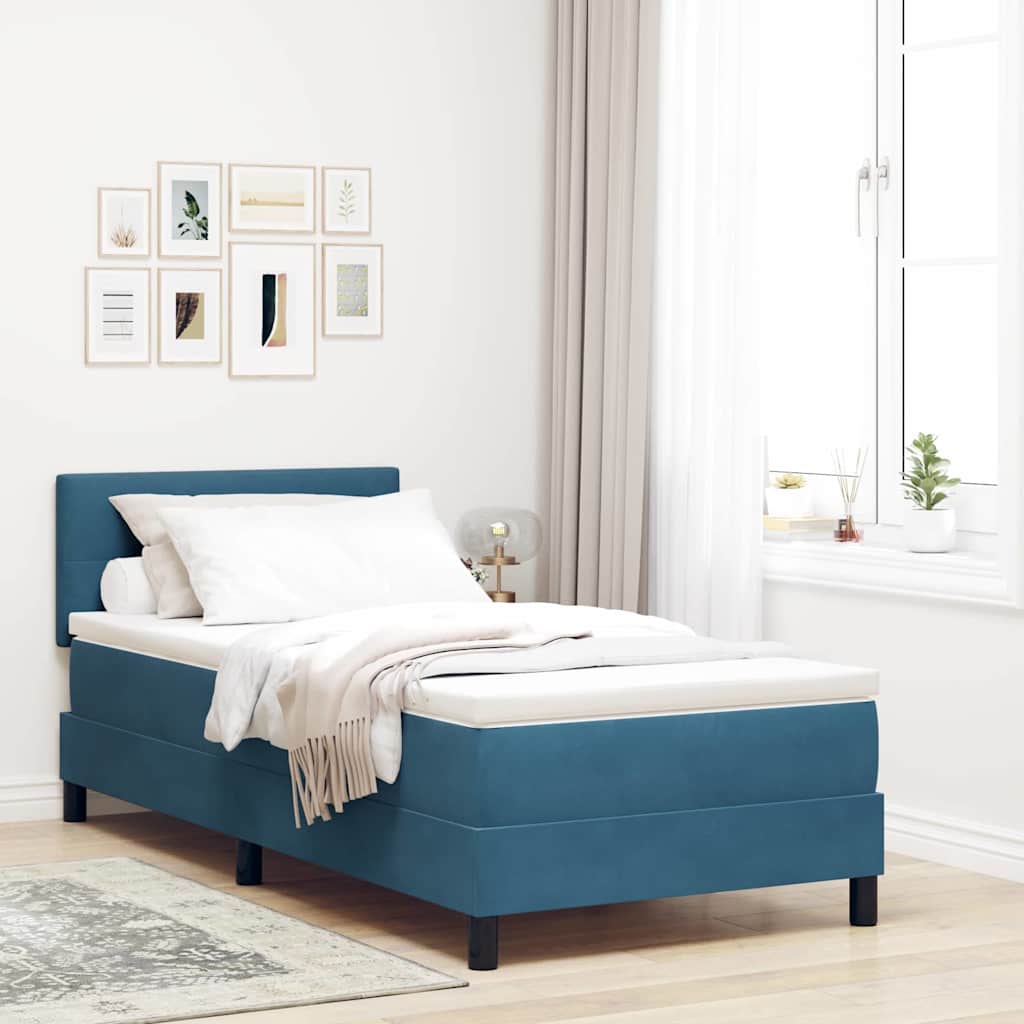 LED Box Spring Bed med hovedgærde Mørk blå 80 x 200 cm Fløjl