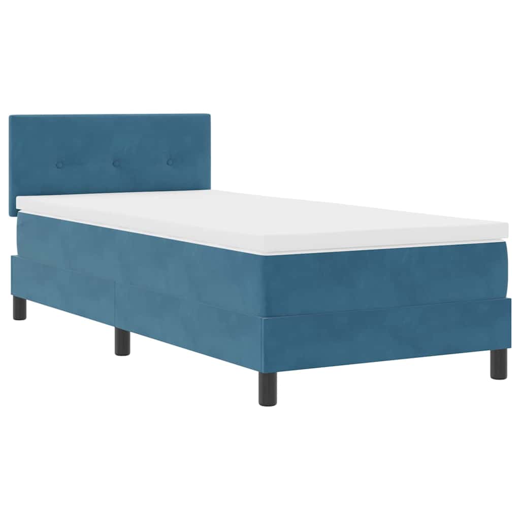 LED Box Spring Bed med hovedgærde Mørk blå 80 x 200 cm Fløjl