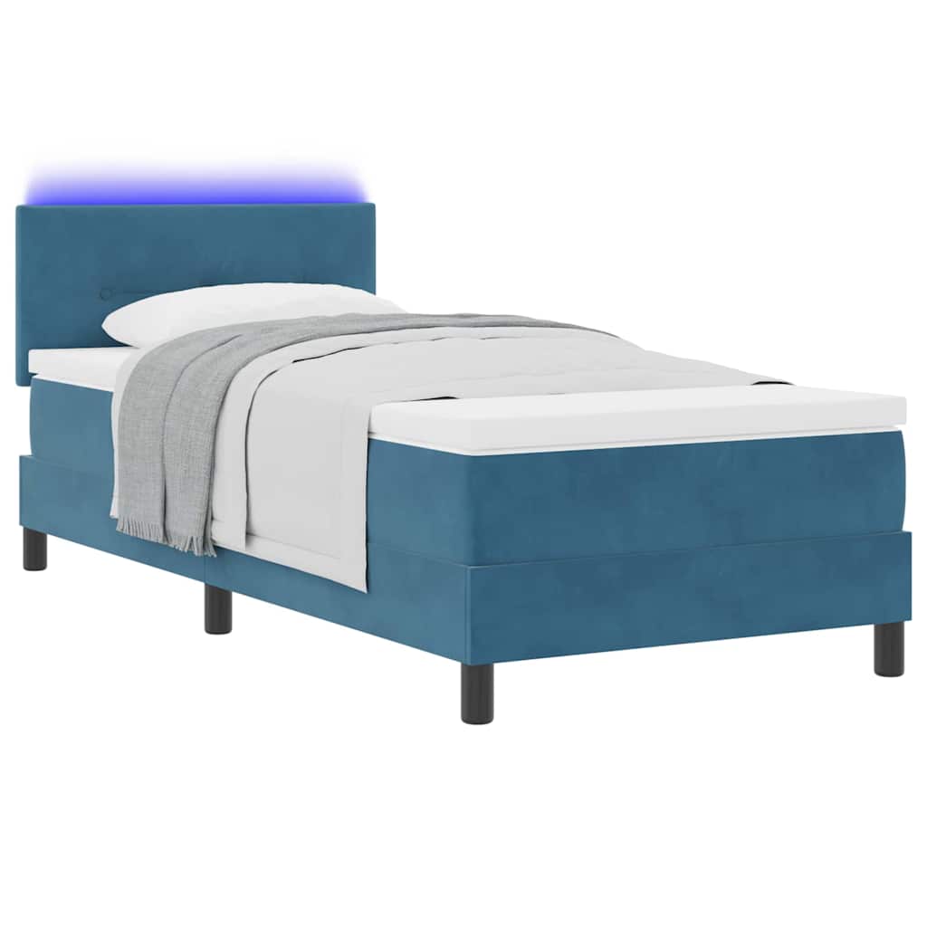 LED Box Spring Bed med hovedgærde Mørk blå 80 x 200 cm Fløjl
